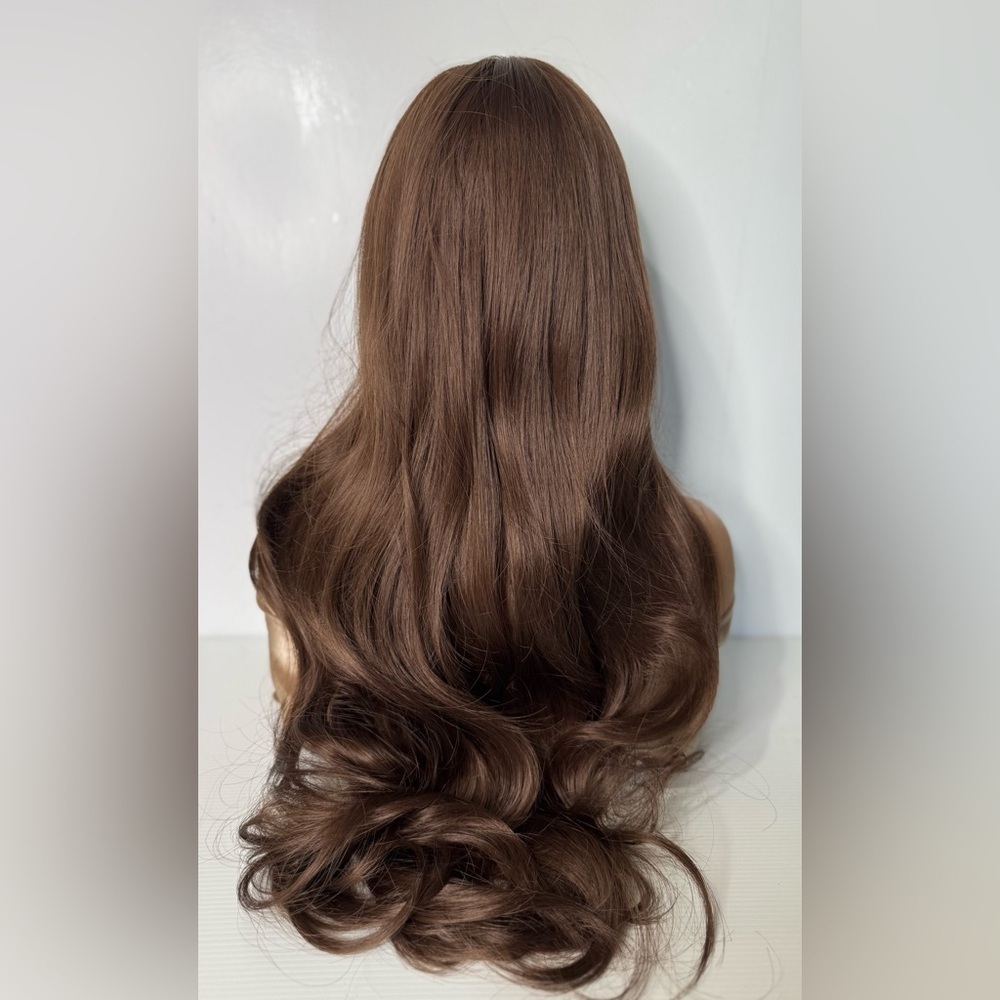 Beautiful Long Wavy Brown Wig with Bangs - Picture 4 of 10